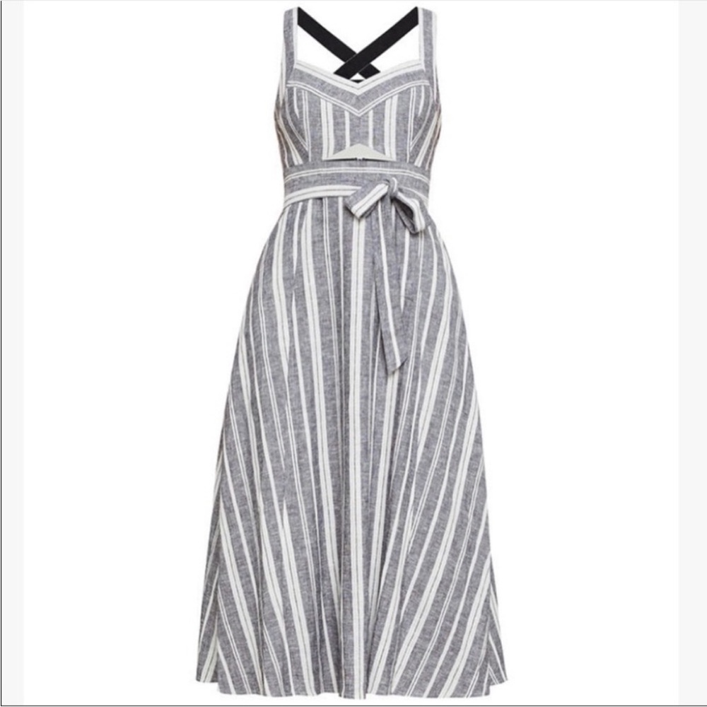 BCBGMAXAZRIA Striped Sleeveless midi dress with Cutout 10